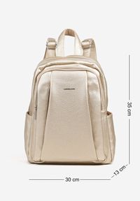 Born2be - Złoty Miejski Plecak z Dodatkowym Suwakami Nalimelle. Kolor: złoty. Materiał: jeans. Styl: biznesowy, casual, elegancki, wizytowy, klasyczny #1