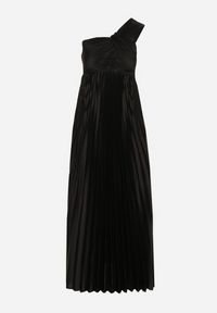 Born2be - Czarna Plisowana Sukienka na Jedno Ramię z Gumką w Pasie Elasha. Kolor: czarny. Materiał: materiał. Typ sukienki: asymetryczne, plisowane. Styl: klasyczny #6