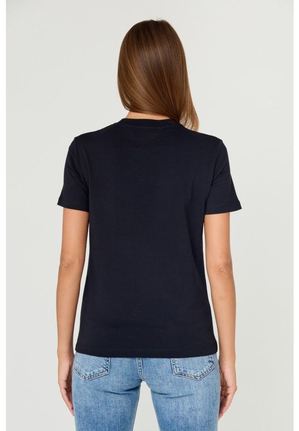 Just Cavalli - JUST CAVALLI Czarny damski t-shirt R LOGO CRYSTAL, Rozmiar L. Kolor: czarny. Materiał: bawełna