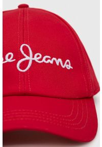 Pepe Jeans czapka z daszkiem bawełniana Wally kolor czerwony z aplikacją. Kolor: czerwony. Materiał: bawełna. Wzór: aplikacja #4