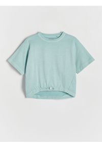 Reserved - T-shirt ze stoperem - jasnoturkusowy. Kolor: turkusowy. Materiał: bawełna #1