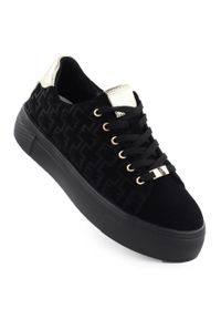 Skórzane półbuty damskie sneakersy na platformie czarne Filippo DP6850. Kolor: czarny. Materiał: skóra. Obcas: na platformie