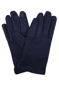 EM Men's Accessories - Miękkie i Delikatne Rękawiczki Męskie - Bawełniane - Granatowe. Kolor: niebieski. Materiał: poliester, bawełna. Wzór: aplikacja. Sezon: zima, jesień #1