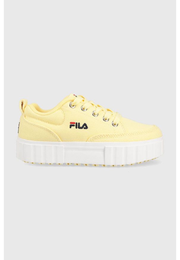 Fila tenisówki dziecięce kolor żółty. Nosek buta: okrągły. Zapięcie: sznurówki. Kolor: żółty. Materiał: guma