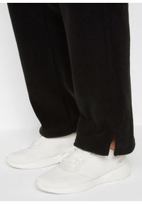 bonprix - Polarowe spodnie z elastyczną gumką w talii. Okazja: na co dzień. Kolor: czarny. Materiał: polar. Styl: casual #3