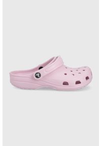 Crocs klapki dziecięce kolor różowy. Nosek buta: okrągły. Kolor: różowy. Materiał: materiał, guma. Wzór: gładki