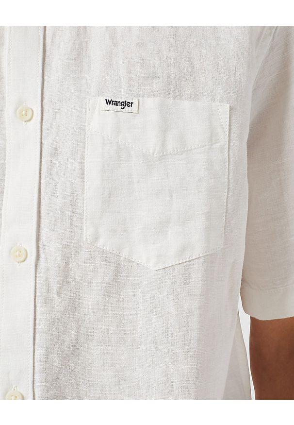 Wrangler - WRANGLER SS 1 PKT SHIRT MĘSKA KOSZULA ELEGANCKA WORN WHITE 112352187 W5K0016804. Styl: elegancki