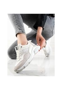 Renda Stylowe Sneakersy beżowy białe srebrny. Kolor: beżowy, wielokolorowy, srebrny, biały #5