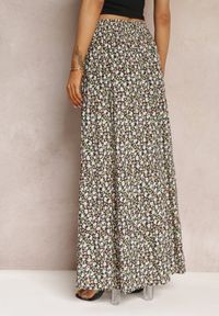 Renee - Czarna Rozkloszowana Spódnica Maxi w Kwiaty Dethuj. Kolor: czarny. Materiał: tkanina, bawełna. Wzór: kwiaty #3