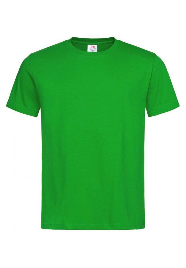 Stedman - Zielony Bawełniany T-Shirt Męski Bez Nadruku -STEDMAN- Koszulka, Krótki Rękaw, Basic, U-neck. Okazja: na co dzień. Kolor: zielony. Materiał: bawełna. Długość rękawa: krótki rękaw. Długość: krótkie. Styl: casual