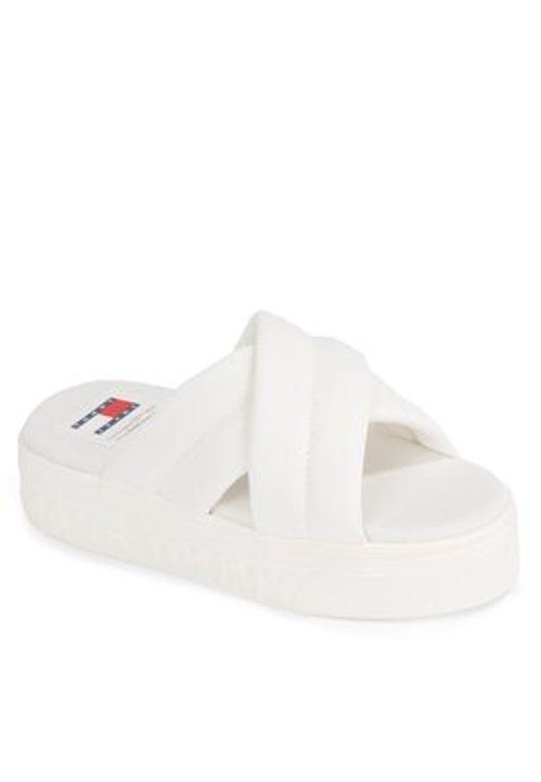 Tommy Jeans Klapki Tjw Lettering Flatform Sandal EN0EN02465 Écru. Materiał: materiał