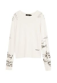 Desigual Sweter Marquette 26SWJF10 Écru Regular Fit. Kolor: kremowy. Materiał: wiskoza #3
