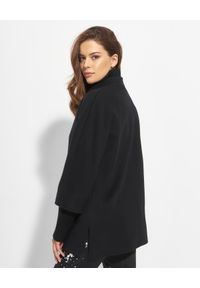 CINZIA ROCCA - Czarny płaszcz z dzianinowymi detalami. Kolor: czarny. Materiał: dzianina #7