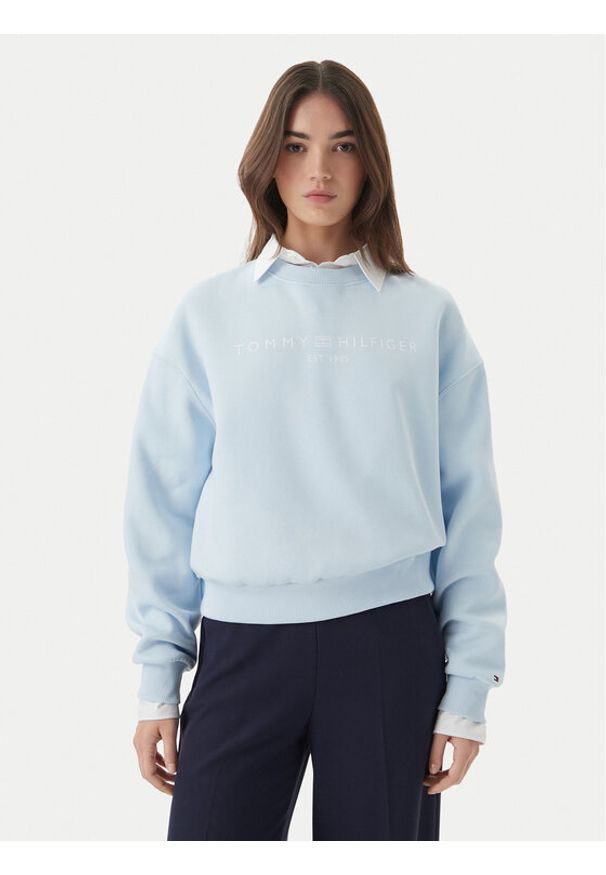 TOMMY HILFIGER - Tommy Hilfiger Bluza WW0WW47831 Niebieski jasny Regular Fit. Kolor: niebieski. Materiał: bawełna
