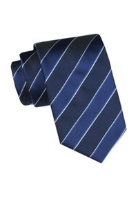 Męski Krawat - Angelo di Monti - Prążek w Granat i Niebieski. Kolor: niebieski. Materiał: tkanina. Wzór: prążki. Styl: wizytowy, elegancki #1