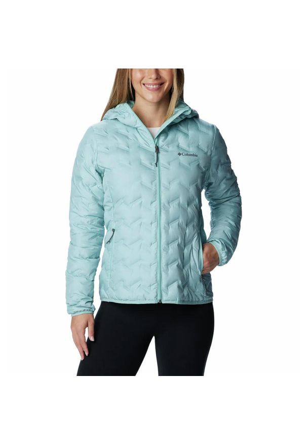 columbia - Kurtka Turystyczna Puchowa Damska Columbia Delta Ridge Down Hooded Jacket. Kolor: niebieski. Materiał: puch. Sport: turystyka piesza
