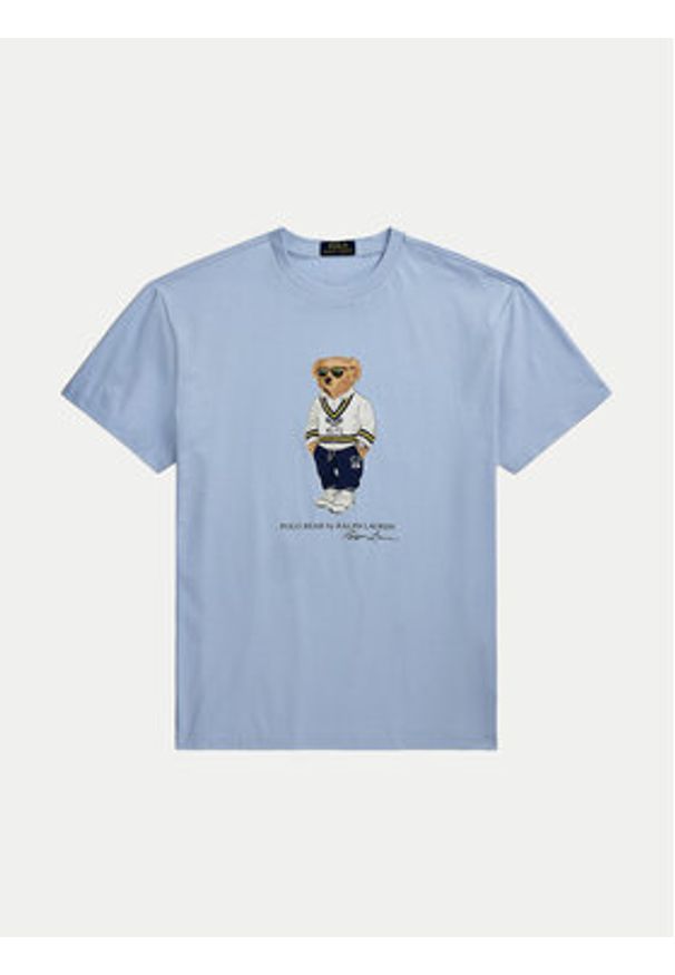 Polo Ralph Lauren T-Shirt 710973137001 Błękitny Slim Fit. Typ kołnierza: polo. Kolor: niebieski. Materiał: bawełna