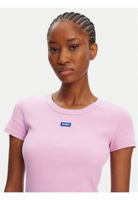 Hugo - HUGO T-Shirt Easy 50523924 Różowy Slim Fit. Kolor: różowy. Materiał: bawełna