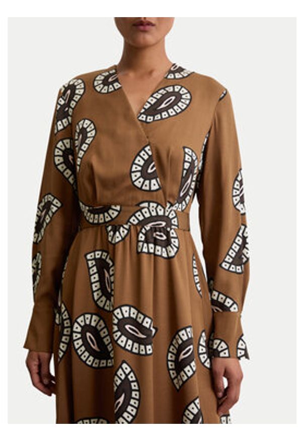 Marc O'Polo Sukienka codzienna 508 1208 21495 Brązowy Flared Fit. Okazja: na co dzień. Typ kołnierza: polo. Kolor: brązowy. Materiał: wiskoza. Typ sukienki: proste. Styl: casual