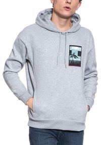 Lee - BLUZA LEE GRAPHIC RELAXED HOOD GREY MELE L82YTTMP. Typ kołnierza: kaptur. Kolor: szary. Wzór: nadruk