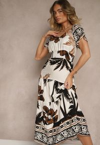 Renee - Czarna Sukienka Rozkloszowana z Wiskozy w Boho Wzór Elliseira. Okazja: na co dzień, na imprezę. Kolor: czarny. Materiał: wiskoza. Długość rękawa: krótki rękaw. Sezon: lato. Typ sukienki: proste. Styl: boho