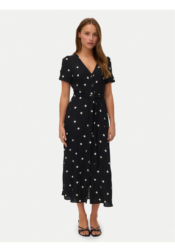 Vero Moda Sukienka koszulowa Joan 10343501 Czarny Regular Fit. Kolor: czarny. Materiał: wiskoza. Typ sukienki: koszulowe