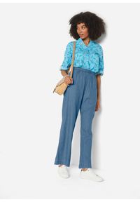 bonprix - Lekkie dżinsy z gumką w talii, szerokie nogawki. Kolor: niebieski #3