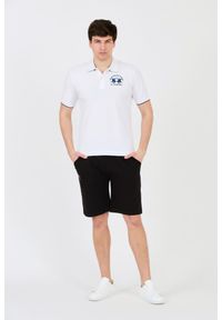 La Martina - LA MARTINA Białe męskie polo z dużym logo, Rozmiar XL. Typ kołnierza: polo. Kolor: biały #9