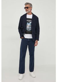 Sisley marynarka jeansowa kolor granatowy. Kolor: niebieski. Materiał: jeans. Wzór: aplikacja. Styl: klasyczny #4