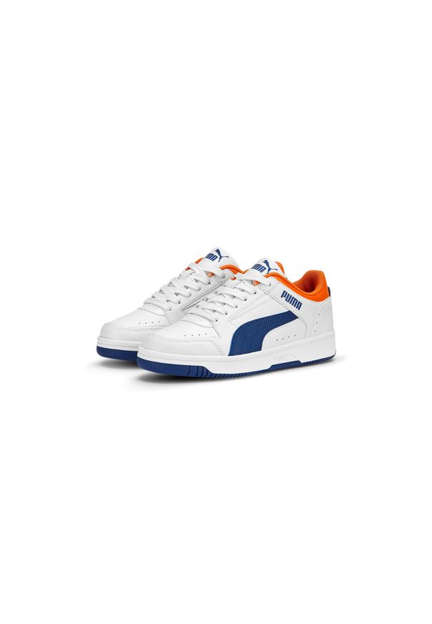 Puma - Buty na co dzień młodzieżowe PUMA REBOUND JOY LOW JR eko skóra. Okazja: na co dzień. Kolor: biały. Materiał: syntetyk, tkanina, materiał. Sport: turystyka piesza