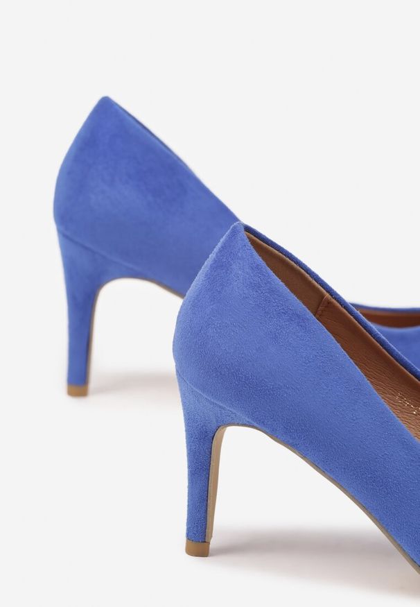 Renee - Niebieskie Casualowe Szpilki Vices z Wkładką ze Skóry Naturalnej Cleinae. Okazja: na co dzień. Kolor: niebieski. Materiał: skóra. Obcas: na szpilce. Styl: casual. Wysokość obcasa: średni