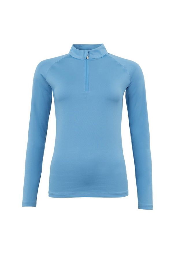 Koszulka jeździecka z długim rękawem i zamkiem błyskawicznym BR Equitation Event. Kolor: niebieski. Długość rękawa: długi rękaw. Długość: długie. Styl: elegancki, sportowy