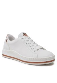 Sneakersy Rieker M5905-80 Weiss. Kolor: biały. Materiał: skóra