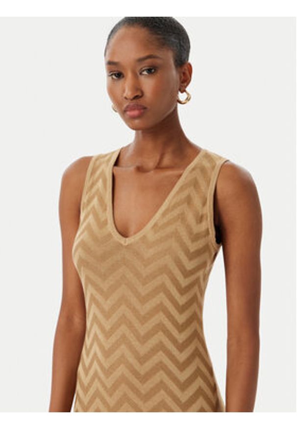 LOLA CASADEMUNT Sukienka dzianinowa MS2616040 Beżowy Slim Fit. Kolor: beżowy. Materiał: wiskoza