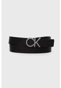 Calvin Klein Pasek skórzany męski kolor czarny. Kolor: czarny. Materiał: skóra