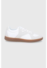 Sisley buty kolor biały. Nosek buta: okrągły. Zapięcie: sznurówki. Kolor: biały. Obcas: na obcasie. Wysokość obcasa: niski