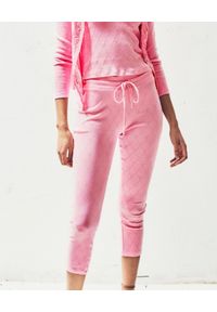 LOVE SHACK FANCY - Różowe spodnie Laine Slim. Kolor: wielokolorowy, fioletowy, różowy. Materiał: dzianina, bawełna. Wzór: ażurowy