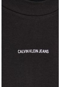 Calvin Klein Jeans Longsleeve bawełniany J30J318646.4890 kolor czarny gładki. Okazja: na co dzień. Kolor: czarny. Materiał: bawełna. Długość rękawa: długi rękaw. Wzór: gładki. Styl: casual #4