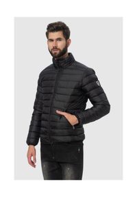 EA7 Emporio Armani - EA7 Puchowa czarna kurtka męska, Rozmiar S. Typ kołnierza: kołnierzyk stójkowy. Kolor: czarny. Materiał: puch. Wzór: aplikacja #1