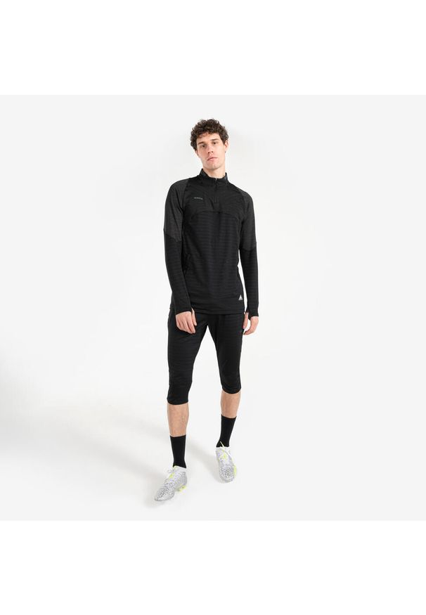 KIPSTA - Bluza piłkarska Kipsta CLR półsuwak. Kolor: szary, wielokolorowy, czarny. Materiał: skóra, materiał. Sport: piłka nożna