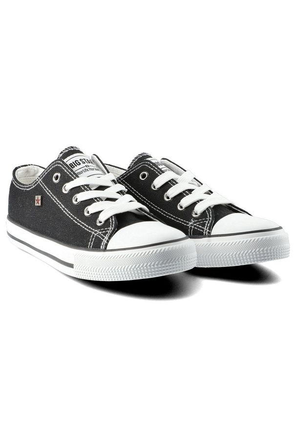 Big-Star - Czarne Trampki Big Star Dziecięce Wygodne Półbuty. Kolor: czarny. Materiał: materiał, guma, jeans. Szerokość cholewki: normalna. Wzór: aplikacja
