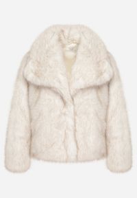 Born2be - Beżowa Kurtka Futerko z Ozdobnym Kołnierzem Devrenna. Okazja: na co dzień. Kolor: biały. Materiał: futro. Sezon: zima. Styl: elegancki, casual, klasyczny #5