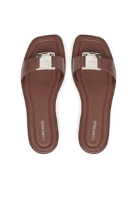 Calvin Klein Klapki Flat Slide W/Ck Hw Big - Lth HW0HW02482 Brązowy. Kolor: brązowy. Materiał: skóra #6