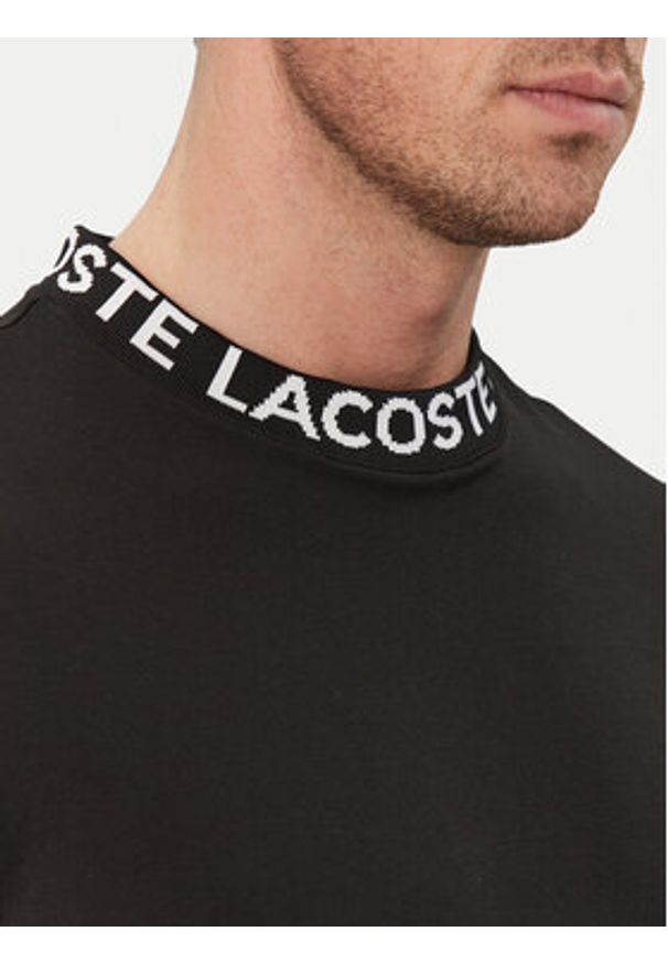 Lacoste T-Shirt TH9582 Czarny Regular Fit. Kolor: czarny. Materiał: syntetyk