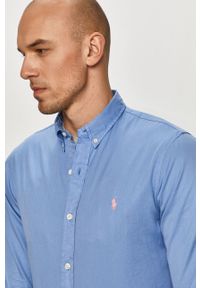 Polo Ralph Lauren - Koszula bawełniana. Typ kołnierza: polo. Kolor: niebieski. Materiał: bawełna. Wzór: gładki #1
