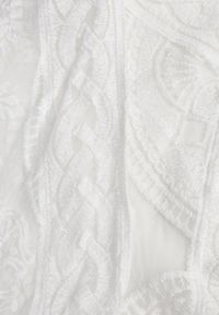 Renee - Biały Ażurowy Kardigan Narzutka z Materiałowym Paskiem Chrisselle. Okazja: na co dzień. Typ kołnierza: dekolt w łódkę. Kolor: biały. Materiał: materiał. Długość rękawa: długi rękaw. Długość: długie. Wzór: ażurowy. Styl: casual, elegancki #6