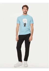Karl Lagerfeld - KARL LAGERFELD T-Shirt 755071 542251 Niebieski Regular Fit. Typ kołnierza: dekolt w karo. Kolor: niebieski. Materiał: bawełna #5