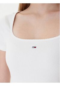 Tommy Jeans T-Shirt DW0DW21837 Biały Slim Fit. Kolor: biały. Materiał: syntetyk #3