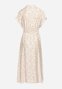 Born2be - Jasnobeżowa Bawełniana Sukienka w Kwiatki o Koszulowym Kroju z Wiązanym Paskiem Amondra. Okazja: na co dzień. Typ kołnierza: dekolt w kształcie V. Kolor: beżowy. Wzór: kwiaty. Typ sukienki: koszulowe. Materiał: bawełna. Długość rękawa: krótki rękaw. Sezon: wiosna, lato. Styl: casual, elegancki #7