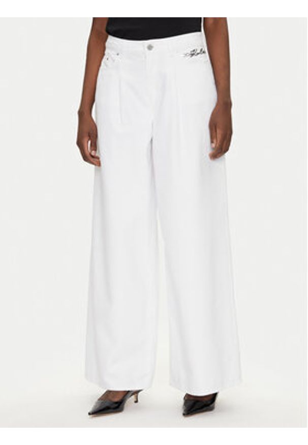 Karl Lagerfeld - KARL LAGERFELD Jeansy A2W10158 Biały Wide Leg. Kolor: biały